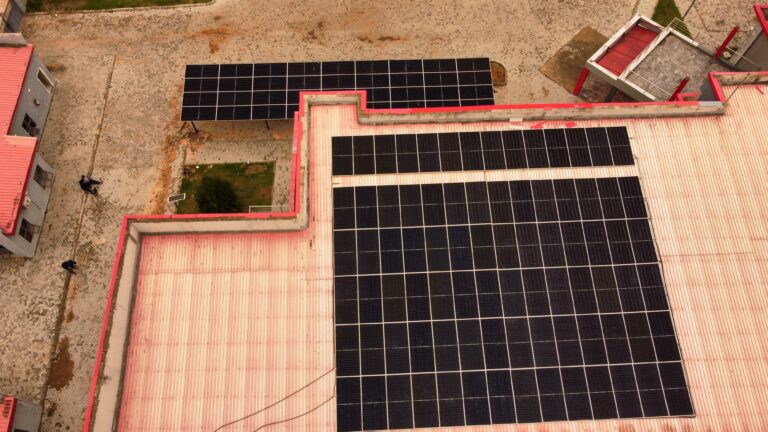 Aerial overview of a commercial solar PV installation completed by Illamab Energy Solutions