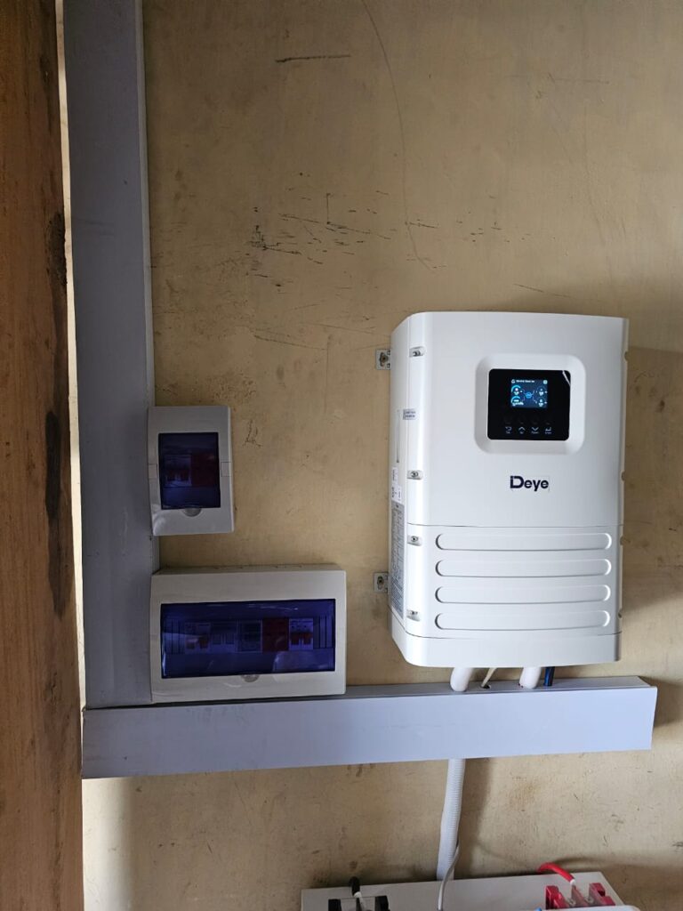 6 kW Deye hybrid inverter and protection boards for a residential solar installation in Kano