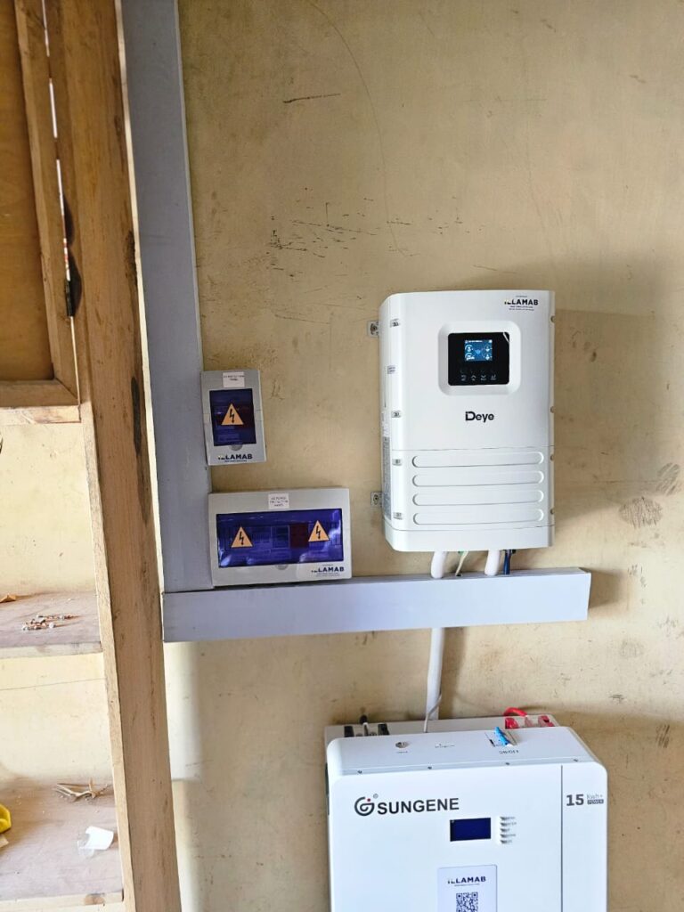 6 kW Deye hybrid inverter with 15 kWh Sungene lithium battery installed in a Kano residence by Illamab Energy Solutions