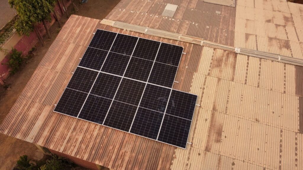 Aerial view of a 5.58 kWp residential rooftop solar array in Kano installed by Illamab Energy Solutions